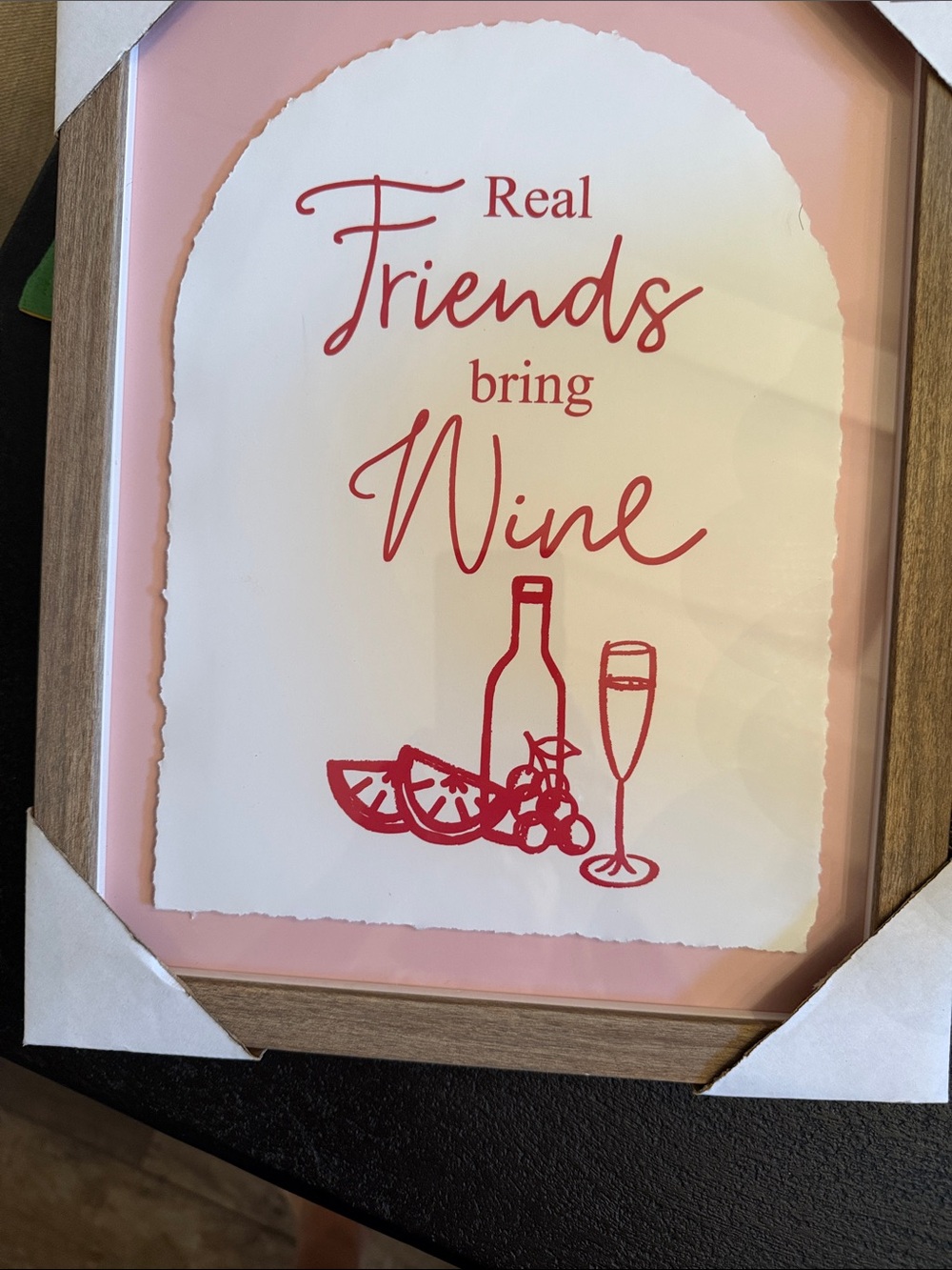 Real Friends Bring Wine Wall Art - Pink & Red